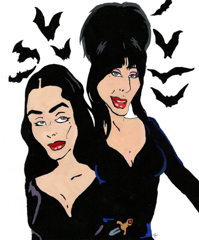 Queens Of The Damned, Vampira and Elvira Original Painting