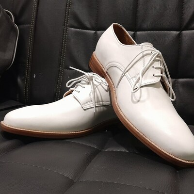 White leather finished handmade lace up shoes available 7-13 us