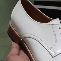 White Leather Finished Handmade Lace Up Shoes Available 7-13 US - Thumbnail 2