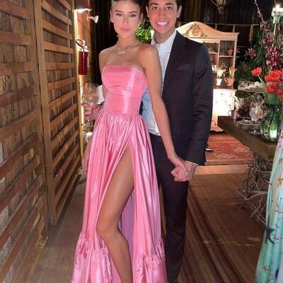 Elegant sexy pink split prom dress women dresses  - Thumbnail 5