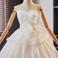 White Sweetheart Neck Organza Short Prom Dress, White Homecoming Dress KPP1649 - Thumbnail 2