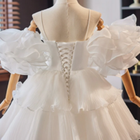 White Sweetheart Neck Organza Short Prom Dress, White Homecoming Dress KPP1649 - Thumbnail 3