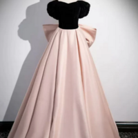 A Line Off Shoulder Satin Champagne Long Prom Dress, Champagne Long Evening Dress KPP1650 - Thumbnail 1