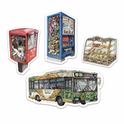 "miyabori" 4-sticker set