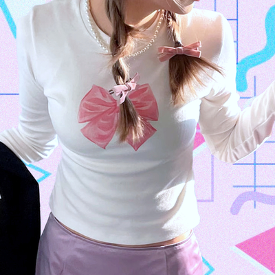 Pink ribbon long sleeve tee