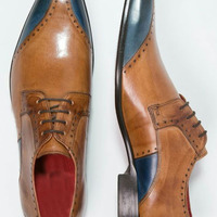 Narrow Tow Italian Design Beautiful Touch Handmade Lace Up Shoes - Thumbnail 1