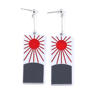 Anime kamado tanjiro hanafuda earrings - kimetsu no yaiba hanafuda earrings - cosplay accessories for womens girls