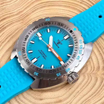 Tandorio mens diving watches 42mm dial 120 clicks 20bar luminous causal business wristwatch t208