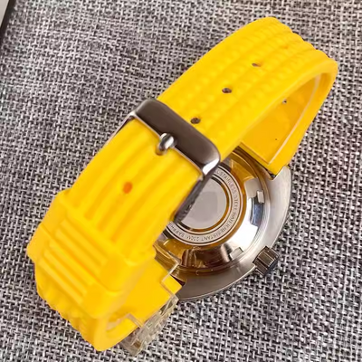 Tandorio mens diving watches 42mm yellow dial 120 clicks 20bar luminous causal business wristwatch t208