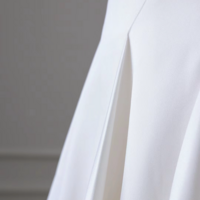 Strapless Square Neck A-Line Simple Wedding Dress Wedding Gown Ivory Classic with Slit and Pockets - Thumbnail 4