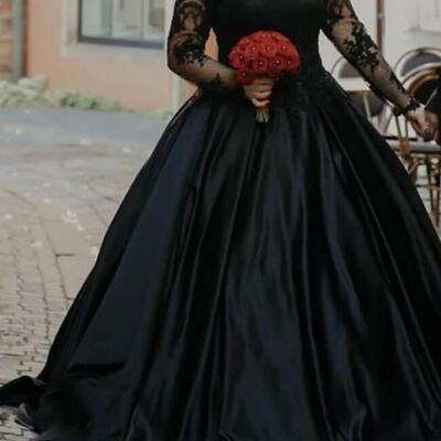 Plus size ball gown lace long sleeves prom dresses - Thumbnail 3