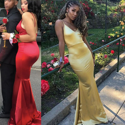 Gold Prom Dresses Sheath Long Evening Gown