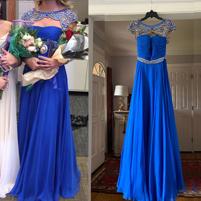 Royal prom dresses with rhinestones  - Thumbnail 1