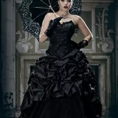 Vintage black gothic wedding dresses plus size sweetheart lace-up corset lace-up victorian vampires punk evil queens bridal gown