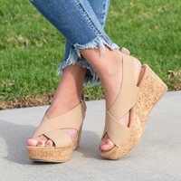 Large size Wedge women's sandals - Thumbnail 5