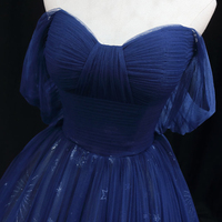 Blue Tulle Floor Length A-Line Prom Dress - Thumbnail 2