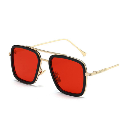 Tony stark sunglasses vintage square metal frame eyeglasses for men women - iron man and edith sun glasses