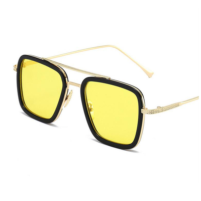 Tony stark sunglasses vintage square metal frame eyeglasses for men women - iron man and edith sun glasses