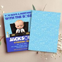 Baby Boss ANY AGE Birthday Invitation Canva Editable - Thumbnail 1
