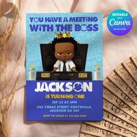 Baby Boss ANY AGE Birthday Invitation Canva Editable - Thumbnail 1