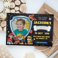 Paw Patrol Birthday Invitation with Photo Canva Editable and Printable - Thumbnail 1