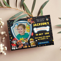 Paw Patrol Birthday Invitation with Photo Canva Editable and Printable - Thumbnail 3