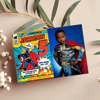 Thor ANY AGE Birthday Invitation with Photo Comic Style Canva Editable Instant Download - Thumbnail 3