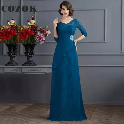 Half sleeve chiffon v neck mother of the bride dress floor length a line gown vestidos madrina madre de la novia custom