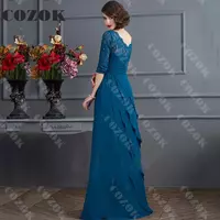 Half Sleeve Chiffon V Neck Mother Of The Bride Dress Floor Length A Line Gown Vestidos Madrina Madre De La Novia Custom - Thumbnail 1