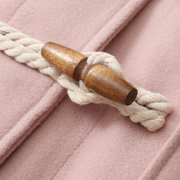 College style horn button wool mid-length autumn and winter coat - Thumbnail 4