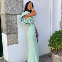 Mother of The Bride Dresses Mint Green One Shoulder Aqua Long Wedding Party Guest Gowns Bridesmaid Invitation Bridal Sister - Thumbnail 1