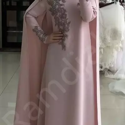 Mother of the bride dresses with long cape long sleeves appliques muslim saudi arabia arabic wedding party gowns vestidos feista