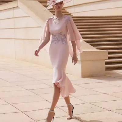 Beauty pink plus size evening mother of the bride dresses mermaid mother dresses for weddings