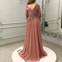 Mother of the Bride Groom Dress with Overskirt Chiffon Square Neck Half Sleeve Evening Party Wedding Guest Formal Prom Gown - Thumbnail 1