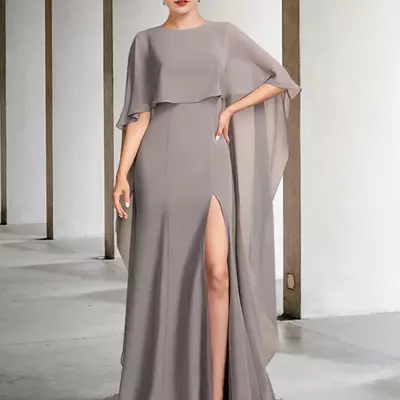 Party dress for mother of the bride jewel neck half sleeves a-line split front wedding guest dresses 