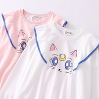 New Sweet Academy Wind Cartoon Big Eye Embroidered Round Neck sweater - Thumbnail 1