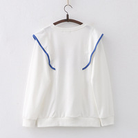 New Sweet Academy Wind Cartoon Big Eye Embroidered Round Neck sweater - Thumbnail 3