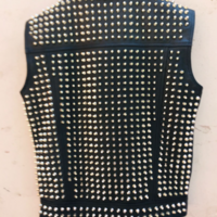 Crafted Leather Men Golden Studded Jacket Punk Style Stylish Leather Vest  - Thumbnail 1