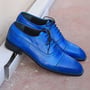Men's Handmade Blue Color Leather formal shoes, Men's Cap Toe Brogue Lace Up Shoes-1