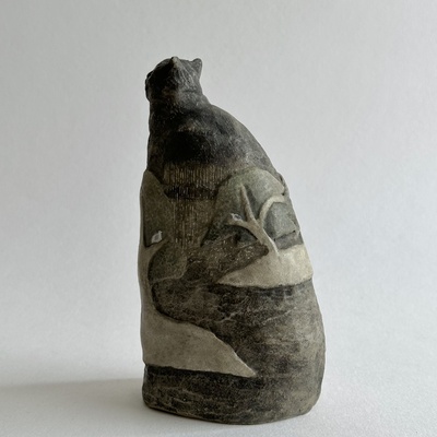 🔴 sold "surrounded by the sound of the rain" original clay sculpture by ame to mori