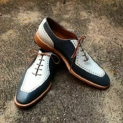 Men's handmade two tone stylish leather lace up dress shoes,oxford shoes - Thumbnail 3