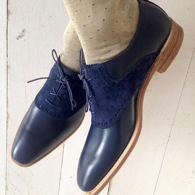 Handmade blue leather oxford shoes men luxury shoes buy best quality