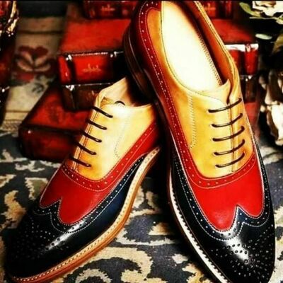 Handmade Men's Genuine Leather Oxford Broge Shoes