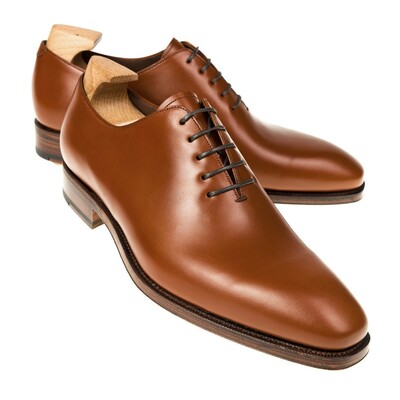 New handmade men's calf-skin leather tan wholecut oxfords shoes