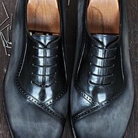 Handmade Lace-Up Calfskin Luxury Mens Italian Leather Shoe - Thumbnail 1