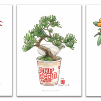 "Bonsai: Shoyu Cup Noodle" A4 Print - Thumbnail 1
