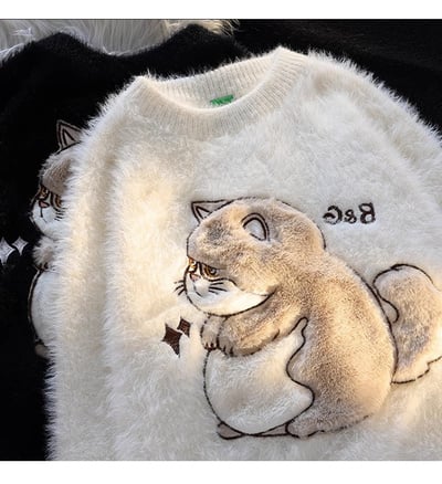 Soft Cartoon Plush Cat Sweater