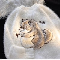 Soft Cartoon Plush Cat Sweater - Thumbnail 3