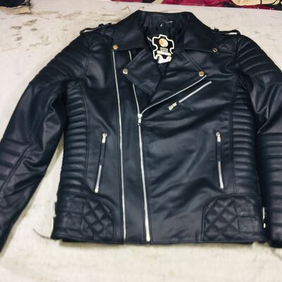 Crafted leather men's motorcycle genuine lambskin leather jacket black slim fit biker jacket  - Thumbnail 5