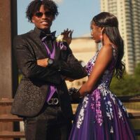 Purple Lace Appliques African Prom Dress Evening Gowns - Thumbnail 1